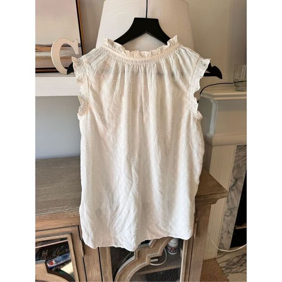 LOFT White Sleeveless Bubble Print Blouse Size Medium - Picture 5 of 8